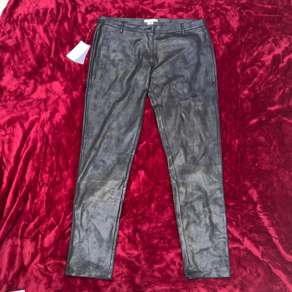 Alberto makali metallic black slim leg shimmer pants